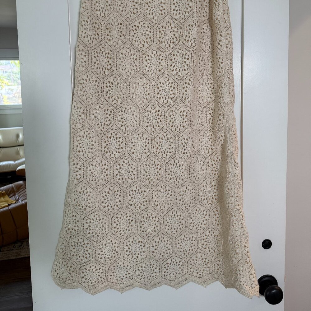 Agua Bendita Women's Floral Crochet Ivory Tove Seed Skirt Size - S - Picture 6 of 7